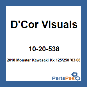D'Cor Visuals 10-20-538; 2018 Monster Fits Kawasaki Kx 125/250 '03-08 Graphic Kit