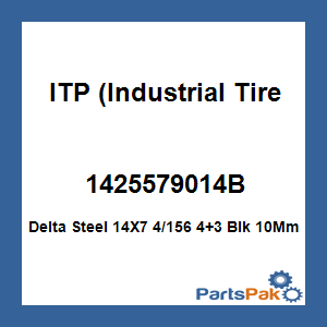 ITP (Industrial Tire Products) 1425579014B; Delta Steel 14X7 4/156 4+3 Blk 10Mm