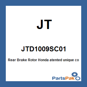 JT JTD1009SC01; Rear Brake Rotor Fits Honda