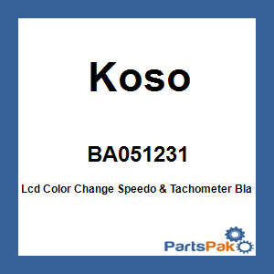 Koso BA051231; Lcd Color Change Speedo & Tachometer Black Bezel