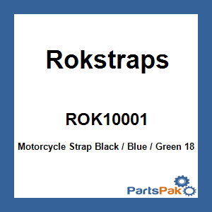 Rokstraps ROK10001; Motorcycle Strap Black / Blue / Green 18-inch X60-inch X1-inch