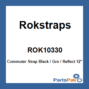 Rokstraps ROK10330; Commuter Strap Black / Grn / Reflect 12-inch X28-inch X1/2-inch