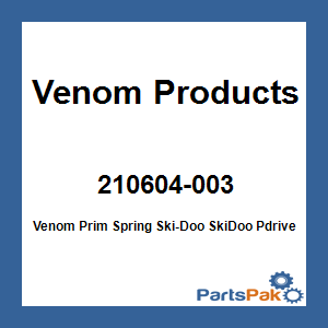 Venom Products 210604-003; Venom Prim Spring Fits Ski-Doo Fits SkiDoo Pdrive Snowmobile 170-400 Yel / Pur / Red