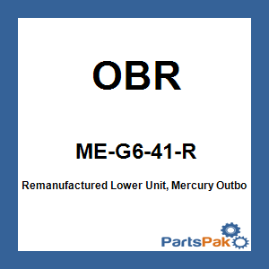 OBR ME-G6-41-R; Remanufactured Lower Unit, Fits Mercury Marine Outboard Outboard Motor Verado 5.44-Inch 200-300HP 25-Inch Driveshaft Silver 1.85:1 1.25-Inch Propeller Shaft