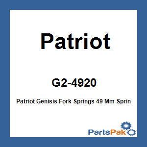 Patriot G2-4920; Patriot Genisis Fork Springs 49 Mm Spring 20 Inch Length