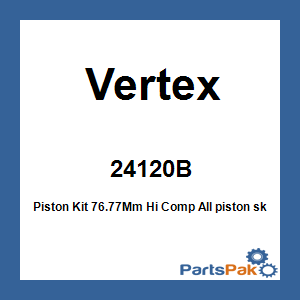 Vertex 24120B; Piston Kit 76.77Mm Hi Comp