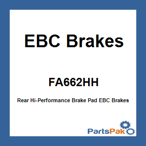 EBC Brakes FA662HH; Rear Hi-Performance Brake Pad