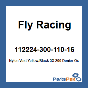 Fly Racing 112224-300-110-16; Nylon Vest Yellow/Black 3X