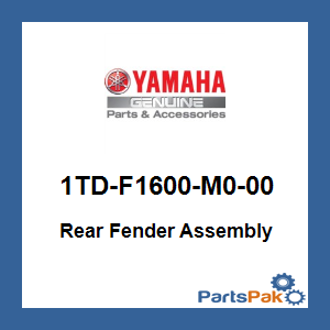 Yamaha 1TD-F1600-M0-00 Rear Fender Assembly; 1TDF1600M000