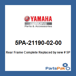 Yamaha 5PA-21190-02-00 Rear Frame Complete; New # 5PA-21190-02-33