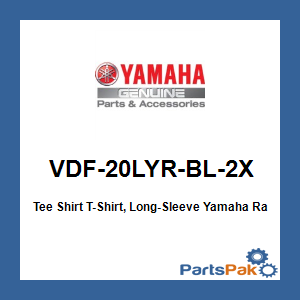 Yamaha VDF-20LYR-BL-2X Tee Shirt T-Shirt, Long-Sleeve Yamaha Racing Performance Blue; VDF20LYRBL2X
