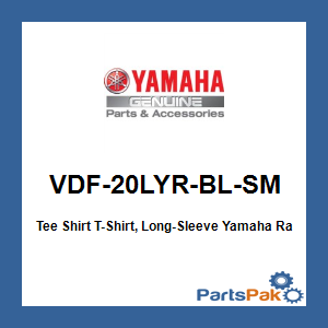 Yamaha VDF-20LYR-BL-SM Tee Shirt T-Shirt, Long-Sleeve Yamaha Racing Performance Blue; VDF20LYRBLSM