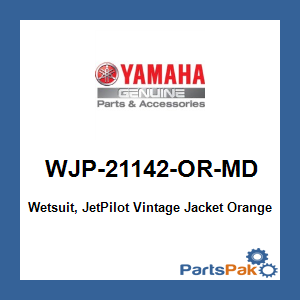 Yamaha WJP-21142-OR-MD Wetsuit, JetPilot Vintage Jacket Orange Medium; WJP21142ORMD