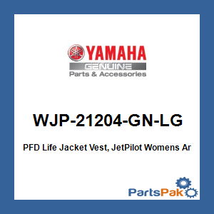 Yamaha WJP-21204-GN-LG PFD Life Jacket Vest, JetPilot Womens Armada Neoprene Green; WJP21204GNLG