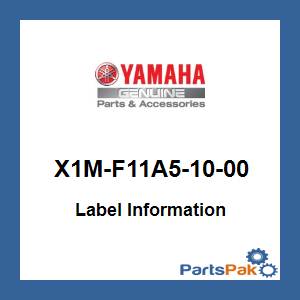 Yamaha X1M-F11A5-10-00 Label Information; X1MF11A51000