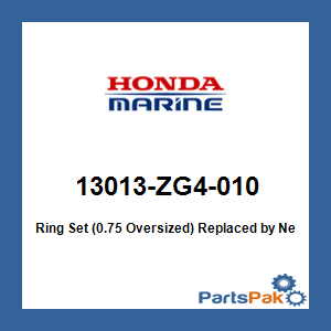 Honda 13013-ZG4-010 Ring Set (0.75 Oversized); 13013ZG4010