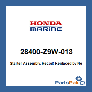 Honda 28400-Z9W-013 Starter Assembly, Recoil(; 28400Z9W013