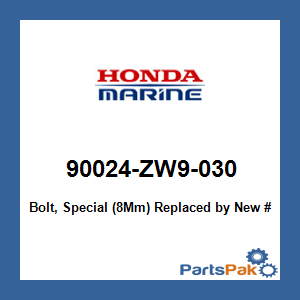 Honda 90024-ZW9-030 Bolt, Special (8Mm); 90024ZW9030