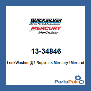 Quicksilver 13-34846; LockWasher @2 Replaces Mercury / Mercruiser