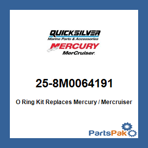 Quicksilver 25-8M0064191; O Ring Kit Replaces Mercury / Mercruiser