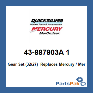 Quicksilver 43-887903A 1; Gear Set (32/27)- Replaces Mercury / Mercruiser
