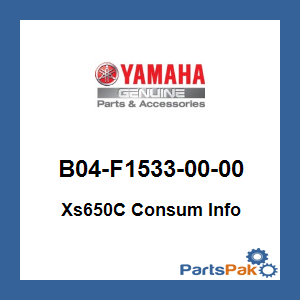 Yamaha B04-F1533-00-00 Xs650C Consum Info; B04F15330000