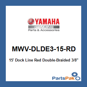 Yamaha MWV-DLDE3-15-RD 15' Dock Line Red Double-Braided 3/8