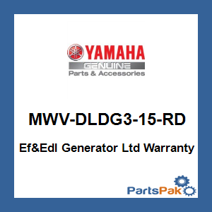 Yamaha MWV-DLDG3-15-RD Ef&Edl Generator Ltd Warranty; MWVDLDG315RD