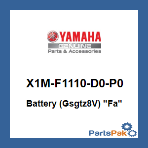Yamaha X1M-F1110-D0-P0 Battery (Gsgtz8V) 