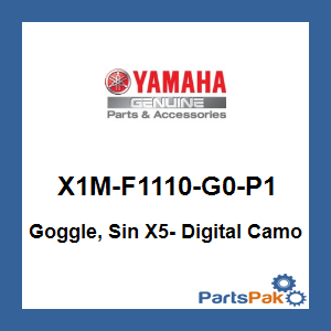 Yamaha X1M-F1110-G0-P1 Goggle, Sin X5- Digital Camo; X1MF1110G0P1
