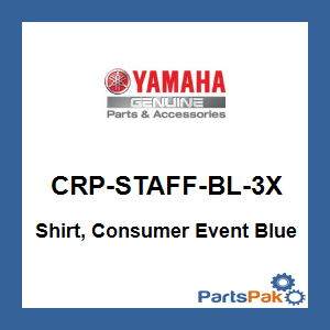 Yamaha CRP-STAFF-BL-3X Shirt, Consumer Event Blue 3X; CRPSTAFFBL3X