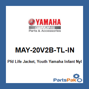 Yamaha MAY-20V2B-TL-IN Pfd Life Jacket, Youth Yamaha Infant Nylon Teal; MAY20V2BTLIN