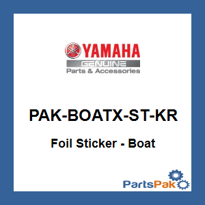 Yamaha PAK-BOATX-ST-KR Foil Sticker - Boat; PAKBOATXSTKR