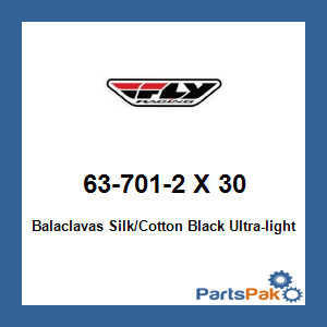 Fly Racing 63-701-2 X 30; Balaclavas Silk/Cotton Black