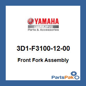 Yamaha 3D1-F3100-12-00 Front Fork Assembly; 3D1F31001200