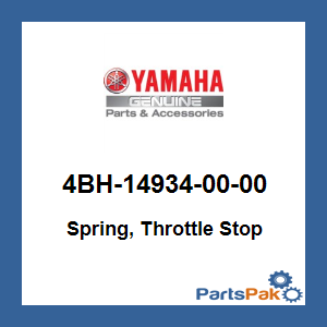 Yamaha 4BH-14934-00-00 Spring, Throttle Stop; 4BH149340000