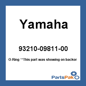 Yamaha 93210-09811-00 O-Ring; 932100981100