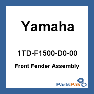 Yamaha 1TD-F1500-D0-00 Front Fender Assembly; 1TDF1500D000