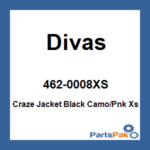 Divas 462-0008XS; Craze Jacket Black Camo/Pnk Xs
