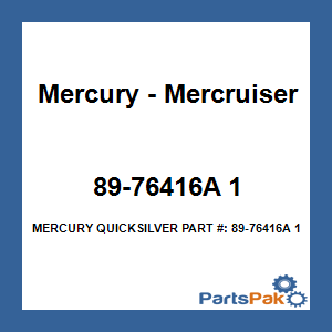 Quicksilver 89-76416A 1; Solenoid, Boat Marine Parts Replaces Mercury / Mercruiser