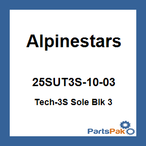 Alpinestars 25SUT3S-10-03; Tech-3S Sole Black Size 03
