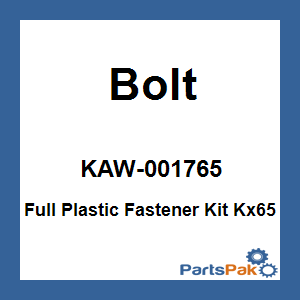 Bolt KAW-001765; Full Plastic Fastener Kit Kx65