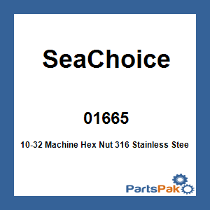 SeaChoice 01665; 10-32 Machine Hex Nut 316 Stainless Steel 100/ Bag