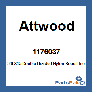 Attwood 1176037; 3/8 X15 Double Braided Nylon Rope Line