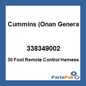 Cummins (Onan Generators) 338349002; 30 Foot Remote Control Harness