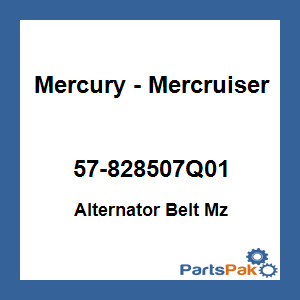 Quicksilver 57-828507Q01; Alternator Belt Mz Replaces Mercury / Mercruiser