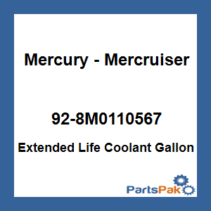 Quicksilver 92-8M0110567; Extended Life Coolant Gallon Replaces Mercury / Mercruiser