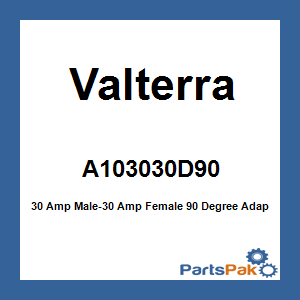 Valterra A103030D90; 30 Amp Male-30 Amp Female 90 Degree Adapter Cord