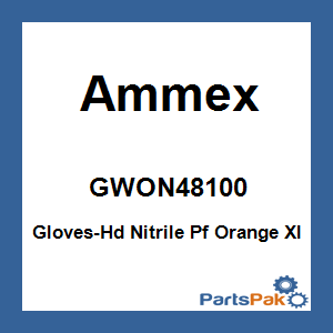 Ammex GWON48100; Gloves-Hd Nitrile Pf Orange Xl