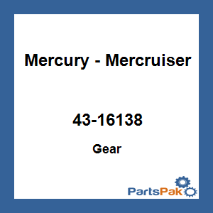 Quicksilver 43-16138; Gear Replaces Mercury / Mercruiser